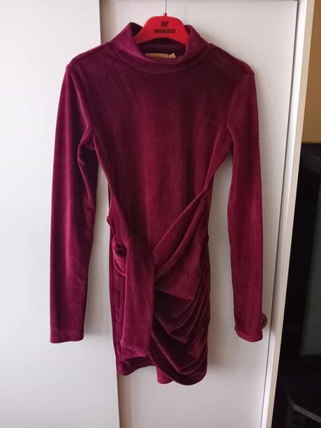 Nové dámske bordové zamatové šaty ola voga - s, s