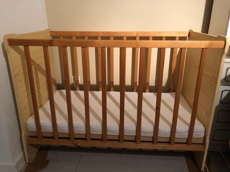 Detská drevená postieľka + matrac, šírka (cm): 60,dĺžka (cm): 120