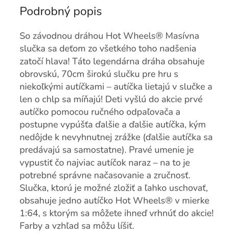 Hot wheels dráha masívna slučka, 