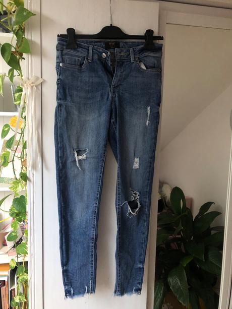 Obtiahnuté modré džínsy/ obtiahnuté rifle, f&f,xs