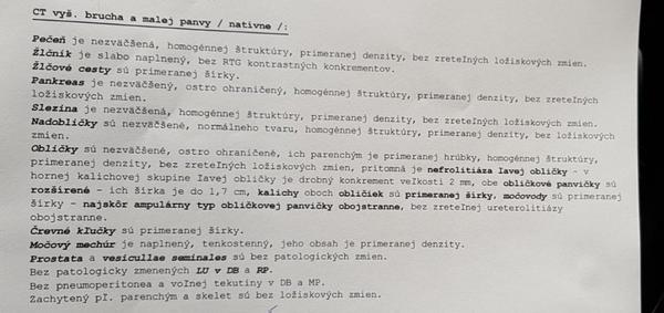 Nález z CT obličiek