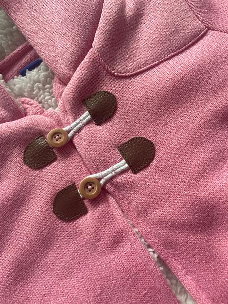 Teplý ružový kabátik s kožušinou a kapucňou, lupilu,86