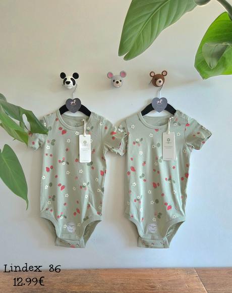 Lindex 86 a 80 jahody body zelene a kremove, lindex,86