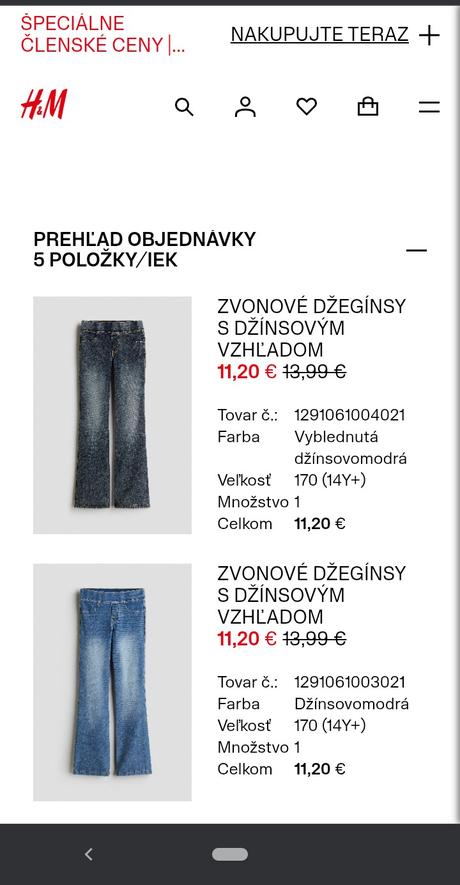 2zvonove džeginyh&m, h&m,170