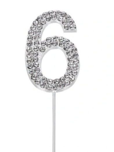 Zápich vykladaný kamienkami 6 strieborný, 