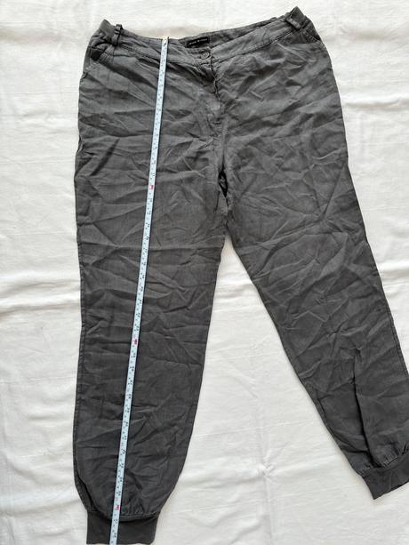 Ľanové olivové nohavice, l