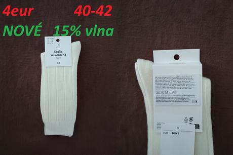 Ponožky dlhé z rebrovaného úpletu biele, h&m,40 / 42