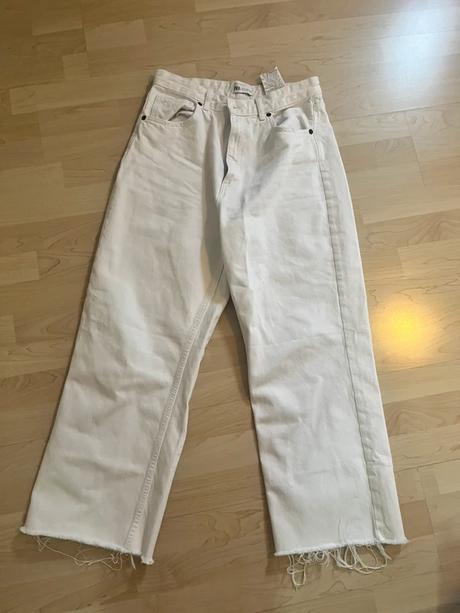 Biele zara siroke rifle bavlnene xl, zara,xl