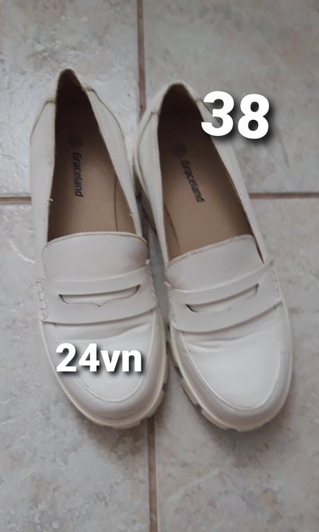 Biele mokasiny na hrubej podražke 38, graceland,38