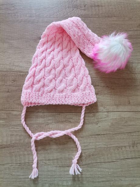 Dievčenska ružová strikovana čiapka, 68