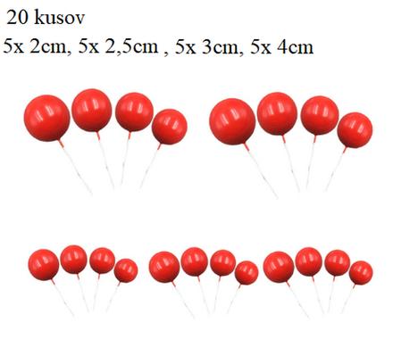 Tortový zápich guličky červené (20ks) - skladom,