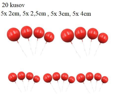 Tortový zápich guličky červené (20ks) - skladom,