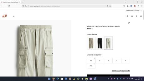Keprové cargo nohavice hm (kapsáče) béžové, h&m,l