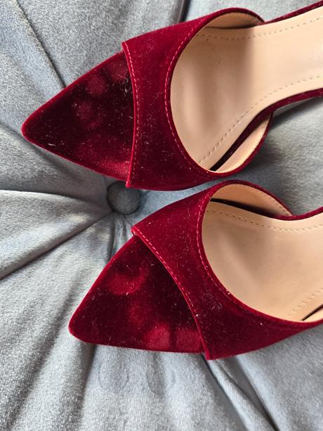 Bordové semišové šlapky, 37