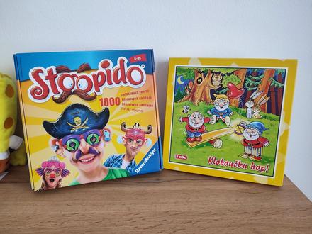 2x spoločenská hra stoopido a kloboučku hop,