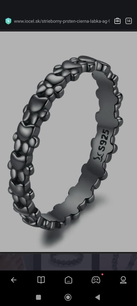 Strieborný prsteň čierna labka. nový, 