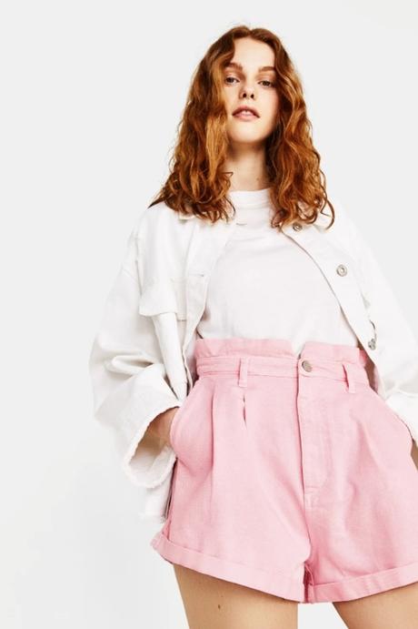 Paper bag kraťasy vysoký pás, bershka,s