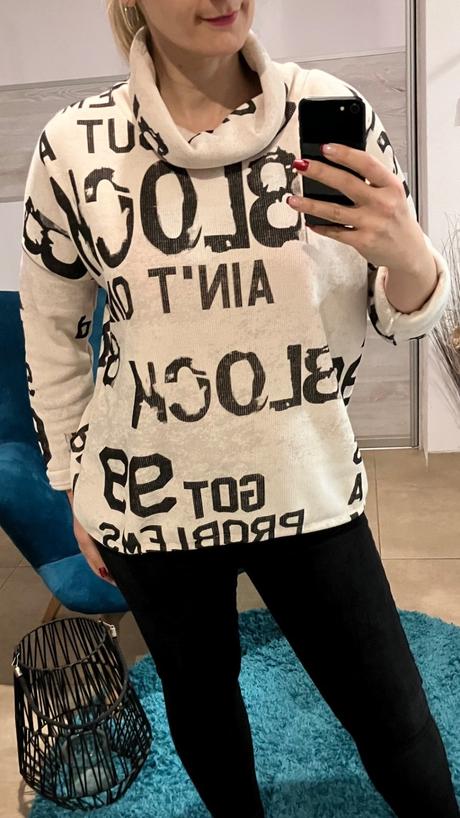 Dámska mikina s rolákom a nápismi (uni), l / m / s