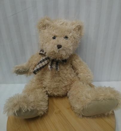 Plyšový hnedý medveď s mašlou, smyki, 32 cm, 