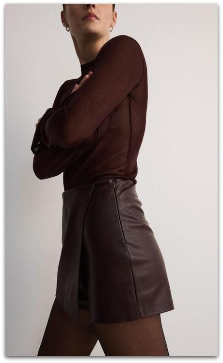 Šortky so sukňou z umelej kože reserved, reserved,l