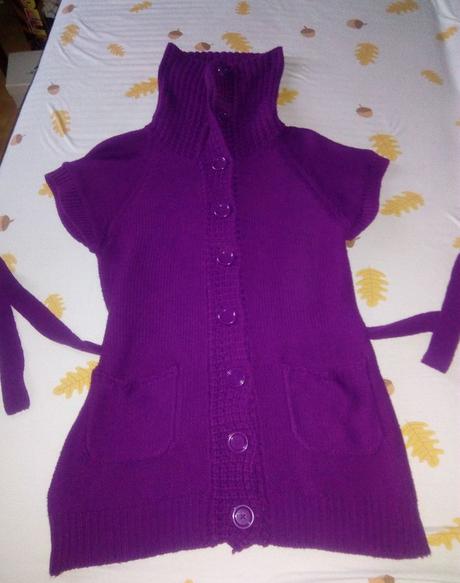 Pletený fialový sveter, l