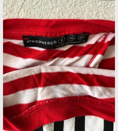 Červeno biele pásikavé tričko xs, atmosphere,xs