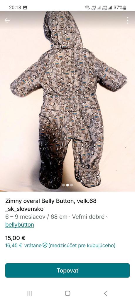 Zimný overal belly button velk 68, 68