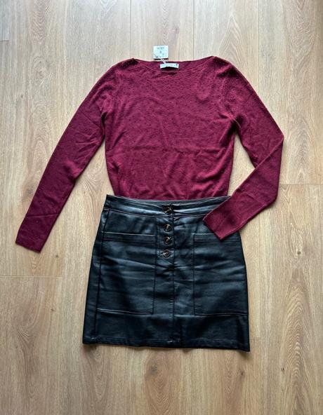 Bordový svetrík s kamienkami, reserved,36 / s