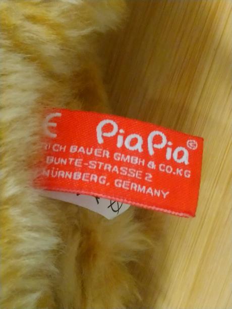 Plyšová hnedá mačka so srdiečkom, pia pia, 19 cm, 