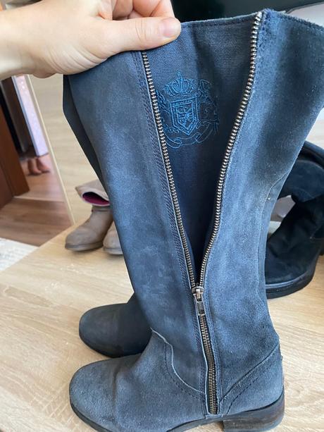 Vysoke znackove cizmy tmavomodre, 37