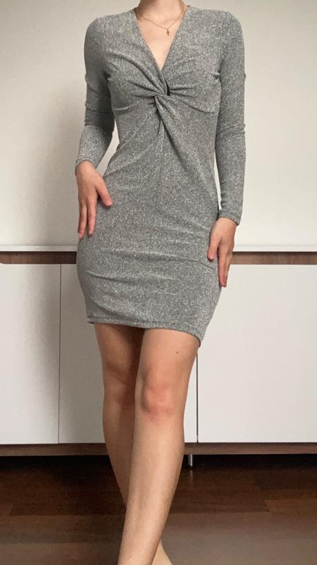 Šaty strieborné, h&m,s