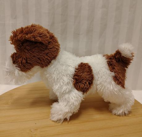 Plyšový hnedo biely pes, 19 cm, 
