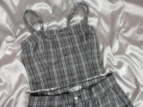 Luxusné káro nohavice s  crop topom, hollister,40