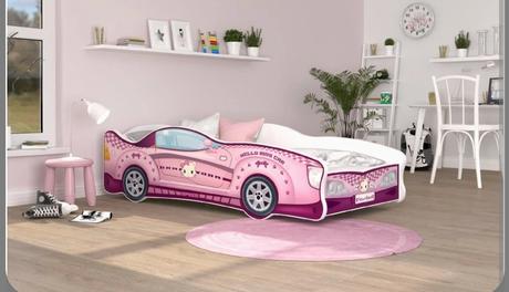 Krásna detská postieľka auto hello kitty, šírka (cm): 160,dĺžka (cm): 80
