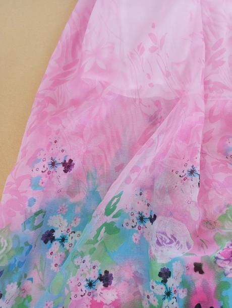 Dámske šaty xl dlhé letné ružové kvety šifón, xl