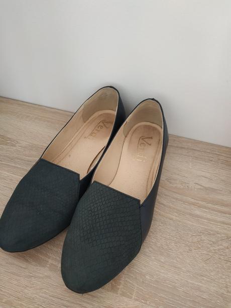 Tmavomodre kozene topanky balerinky verdi, vel. 39, 39