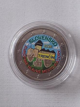 Trenčín 2 euro farbená, 