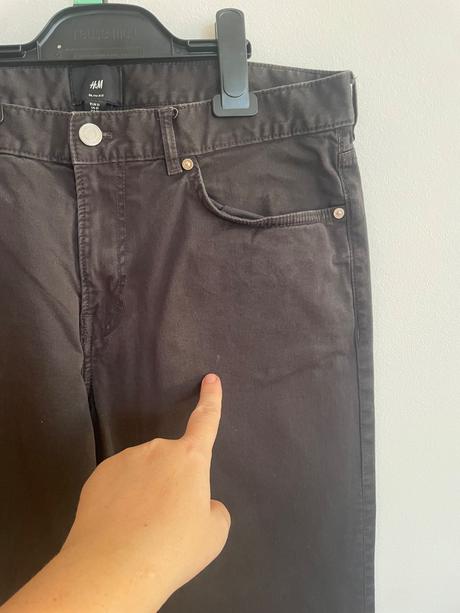 Tmavosede slim fit nohavice h&m, h&m
