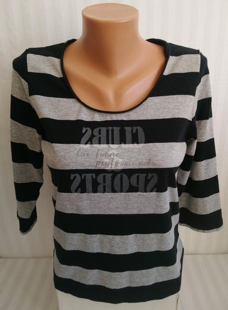 Dámsky pásikavý černo sivý top, authentic, authentic,m