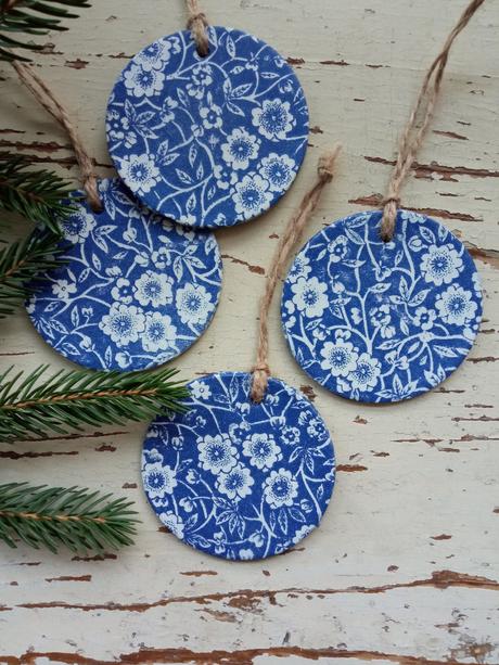 Vianočné ozdoby modrotlač 4ks, 