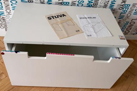 Ikea stuva målad biela úložný box, 