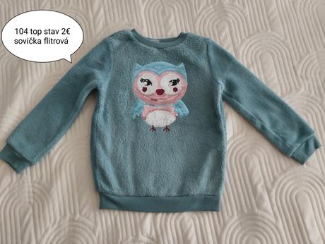 Huňatá teplá mikina s flitrovanou sovou 104, kiki&koko,104