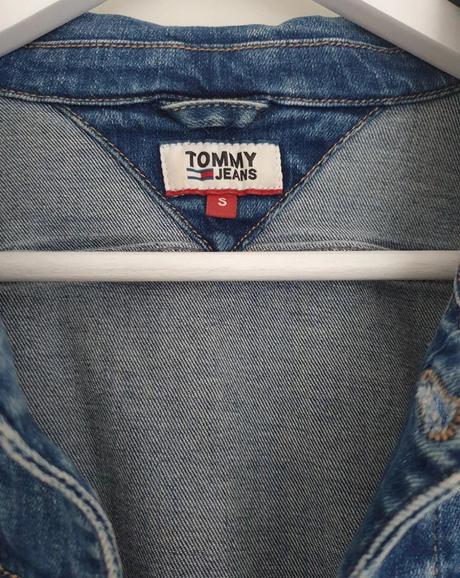 Tommy jeans riflová elastická bunda s-m, tommy hilfiger,s
