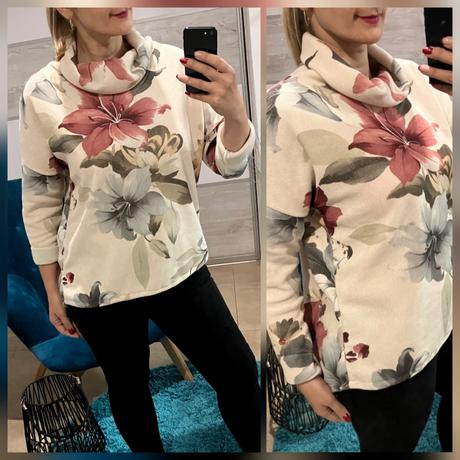 Dámska mikina s rolákom a kvetmi, l / m / s / xl