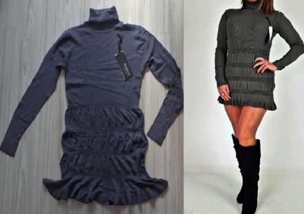 Pletené rolákové minišaty/tunika, v. s/m, 38 - s