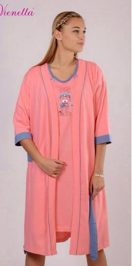 Materský komplet župan s nočnou košeľou na kojenie, vienetta secret,l - xxxl