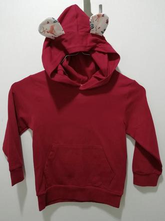 Červená mikina s uškami patpat, 104