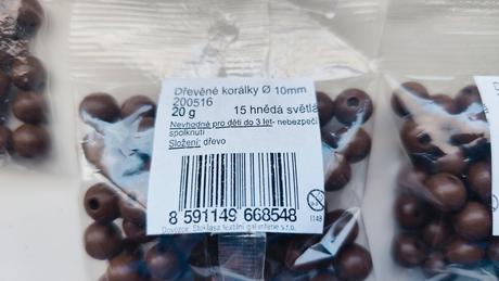 Hnedé drevenné korálky, 