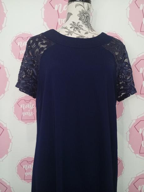 Tmavomodré šaty s čipkou 46/48, 46