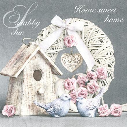Servítka shabby chic vtáčia búdka 4ks (s336), 